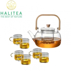 Bộ Ấm Thủy Tinh Quai Tre Cao Cấp 900ml