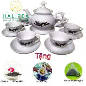 Bộ Ấm Trà Sứ Bát Tràng Hình Rồng Đổi Màu Khi Pha Tặng Kèm 3...