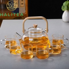 Bộ Ấm Trà Thủy Tinh Quai Tre 06 Tách 900ml