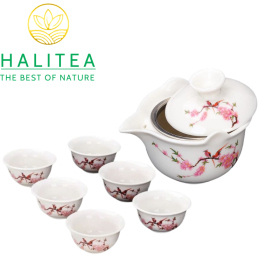 Bộ Chén Khải Bằng Sứ Pha Trà Tiện Lợi 150ml
