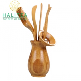 Bộ Dụng Cụ pha Trà Bằng Tre Ống Tròn 22cm