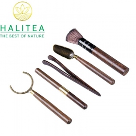 Bộ Dụng Cụ Trà Đạo 5 Món Gỗ Mun Phiên Bản Phật Thủ 18cm