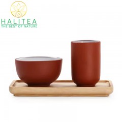 Bộ Ống Ngửi Trà Đất Đỏ Đen Tráng Men Trắng Đẹp