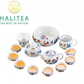 Bộ Pha Trà Sứ Thời Thành Hóa Đại Minh Đấu Thái Gà 13 Món