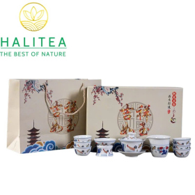 Bộ Pha Trà Sứ Thời Thành Hóa Đại Minh Đấu Thái Gà - Hộp Quà...