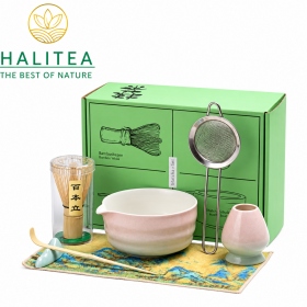 Bộ Trà Đạo Matcha Nhật Bản - 7 Món (Hộp Xanh, Có Vòi)
