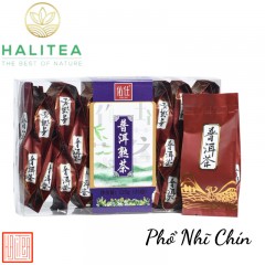 Trà Phổ Nhĩ Chín Hộp Kiếng 125g/ hộp/ 25 gói