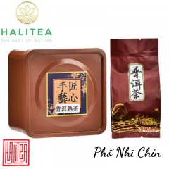 Trà  Phổ Nhĩ Chín Dạng Rời Hộp Thiếc 50g/ hộp/ 10 gói