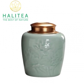 Hũ Đựng Trà Sứ Xanh Nắp Hợp Kim Cao Cấp 800ml