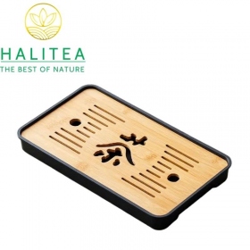 Khay Trà Tre Trữ Nước Khắc Chữ “Trà” 32×19cm