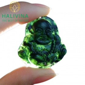 Mặt Dây Chuyền Phật Di Lặc Ngọc Bích Đá Serpentine Tự Nhiên...