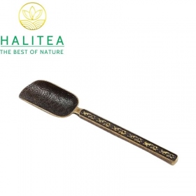 Muỗng Xúc Trà Bằng Đồng Khắc Hoa Văn 16cm
