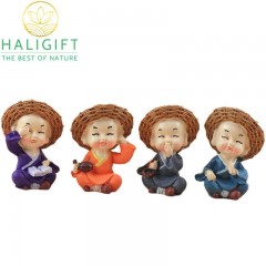 Set 4 Tượng Chú Tiểu Tứ Không Đội Nón