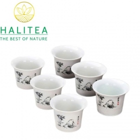 Set Bộ 06 Chén Trà Sứ Trắng Đức Hóa 60ml – Nhiều Hoa Văn (Tùy...