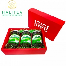Set Lục Trà Shan Tuyết Cổ Thụ Tây Côn Lĩnh Hộp Giấy 3 Hũ X 180G