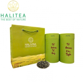 Set Quà Tặng - 10 Loại Trà Ô Long HALITEA Cao Cấp Lon Xanh 01Túi