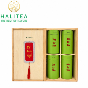 Set Quà Tặng Hộp Gỗ 10 Loại Trà Shan Tuyết Cổ Thụ HALITEA 01...