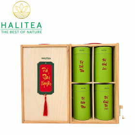 Set Quà Tặng Hộp Gỗ 10 Loại Trà Tân Cương Thái Nguyên HALITEA...