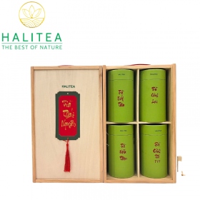 Set Quà Tặng Hộp Gỗ 10 Loại Trà Tân Cương Thái Nguyên HALITEA...