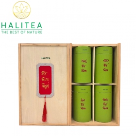 Set Quà Tặng Trà Shan Tuyết Cổ Thụ Hộp Gỗ Cao Cấp