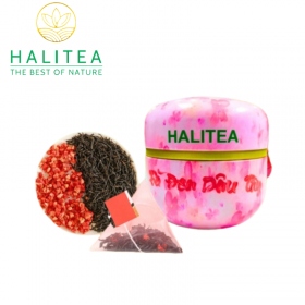 Trà Đen Dâu Tây HALITEA Túi Tam Giác Hộp Thiếc 30gr/ hộp/10 túi