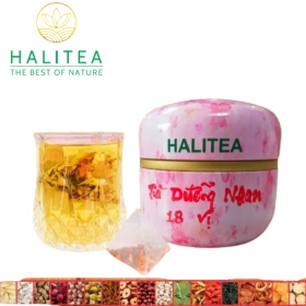 Trà Dưỡng Nhan 18 Vị HALITEA Túi Tam Giác Hộp Thiếc 50gr/ hộp/10...