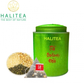 Trà Ô Long Đào HALITEA Túi Tam Giác Hộp Thiếc 175g/ hộp/ 50 Túi