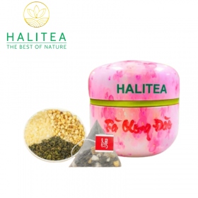 Trà Ô Long Đào HALITEA Túi Tam Giác Hộp Thiếc 35gr/ hộp/ 10 túi