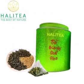 Trà Ô Long Quế Hoa HALITEA Túi Tam Giác Hộp Thiếc 150g/ hộp/ 50 Túi