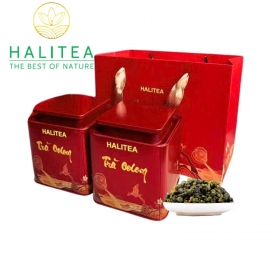 Trà Ôlong HALITEA Cao Cấp Hộp Thiếc Đỏ 400gr - Set Quà Tặng Lễ...