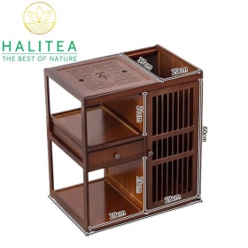 Tủ Pha Trà Di Động Bằng Gỗ Bánh Xe Lăn KT: 69X60X40cm