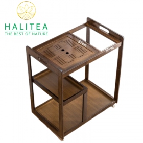 Tủ Pha Trà Di Động Bằng Gỗ Bánh Xe Lăn KT: 73X64X41cm