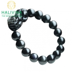 Vòng tay Tỳ Hưu Đá Thiên Nhiên Obsidian Đen 12MM