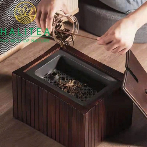 Thùng Đựng Bã Trà Gỗ Có Khay Lọc Tiện Lợi Pha Trà 6L