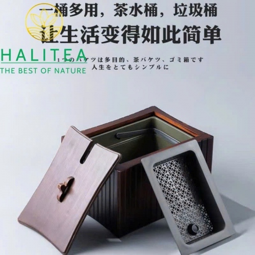 Thùng Đựng Bã Trà Gỗ Có Khay Lọc Tiện Lợi Pha Trà 6L