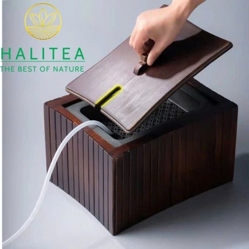 Thùng Đựng Bã Trà Gỗ Có Khay Lọc Tiện Lợi Pha Trà 6L