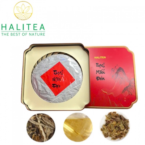 Trà Bánh Bạch Mẫu Đơn Tây Côn Lĩnh Hà Giang 300gr/bánh - Hộp Thiếc Đỏ