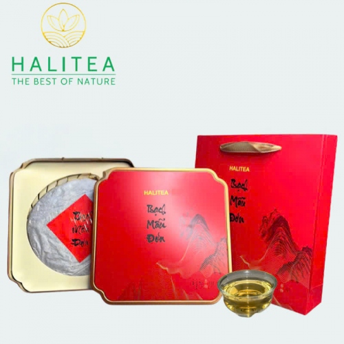 Trà Bánh Bạch Mẫu Đơn Tây Côn Lĩnh Hà Giang 300gr/bánh - Hộp Thiếc Đỏ
