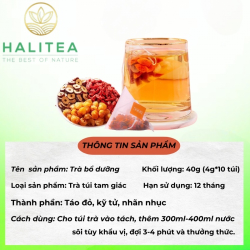 Trà Bổ Dưỡng HALITEA Túi Tam Giác Hộp Thiếc 40g/ hộp/10 túi