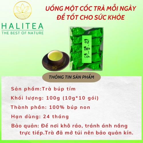 Trà Búp Tím Thái Nguyên Đặc Biệt Hộp Kiếng Gói 10gr