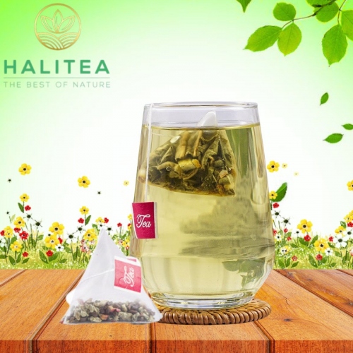 Trà Chanh Lá Sen HALITEA Túi Tam Giác Hộp Thiếc 250g/ hộp/ 50 gói