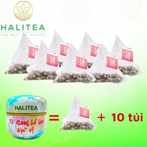 Trà Chanh Lá Sen Ngũ Vị HALITEA Túi Tam Giác Hộp Thiếc 30g/hộp/10 gói