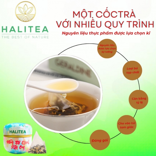 Trà Chanh Lá Sen Ngũ Vị HALITEA Túi Tam Giác Hộp Thiếc 30g/hộp/10 gói