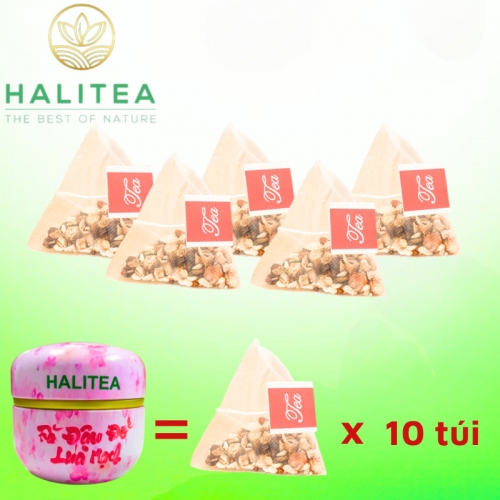 Trà Đậu Đỏ Lúa Mạch HALITEA Túi Tam Giác Hộp Thiếc 60gr/ hộp/10 túi