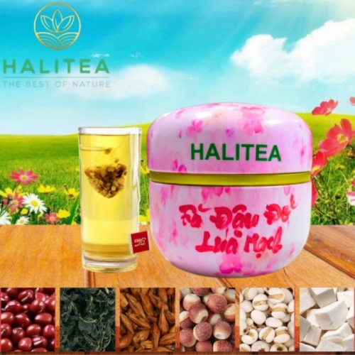 Trà Đậu Đỏ Lúa Mạch HALITEA Túi Tam Giác Hộp Thiếc 60gr/ hộp/10 túi