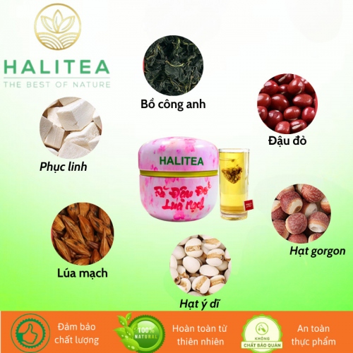 Trà Đậu Đỏ Lúa Mạch HALITEA Túi Tam Giác Hộp Thiếc 60gr/ hộp/10 túi