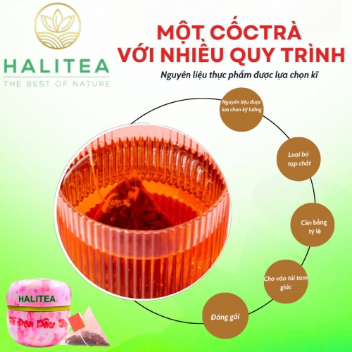Trà Đen Dâu Tây HALITEA Túi Tam Giác Hộp Thiếc 30gr/ hộp/10 túi