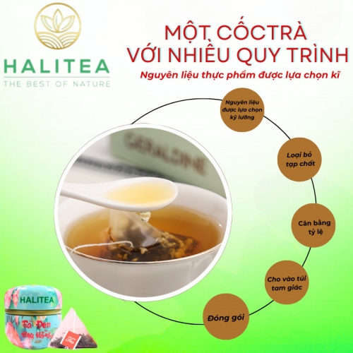 Trà Đen Hoa Hồng HALITEA Túi Tam Giác Hộp Thiếc 30gr/ hộp/10 túi