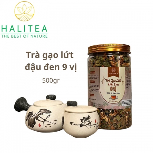 Trà Gạo Lứt Đậu Đen HALITEA 9 Vị Hũ 500gr