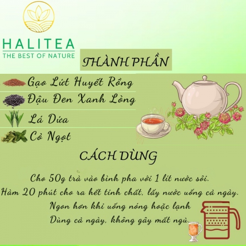 Trà Gạo Lứt Đậu Đen Xanh Lòng Hũ 500gr
